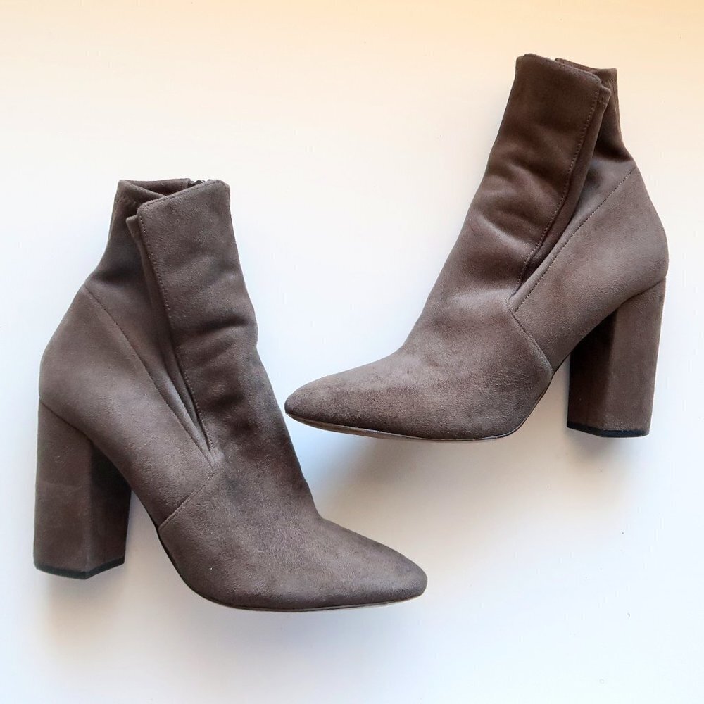Aldo Forest Green / Taupe Ankle Length Block Heel Sock Boots Booties Size 9